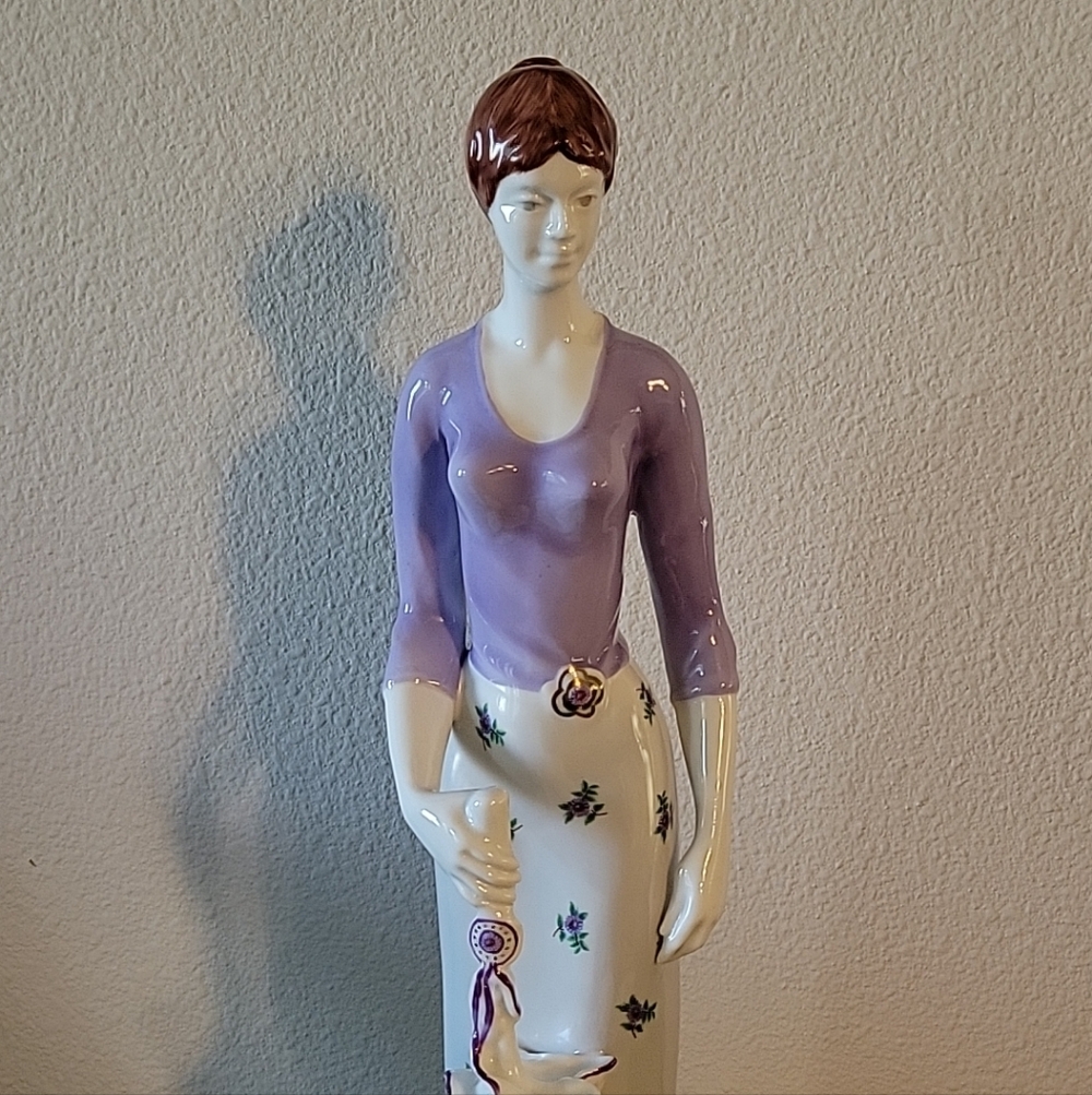 Vintage HOLLOHAZA HUNGARY,fine Porcelain Figurine 16.1/2" Tall.